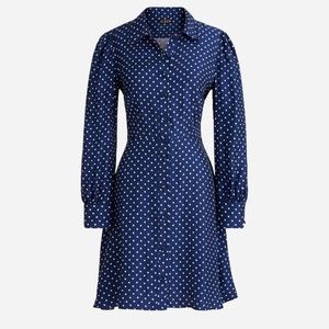 NWT J. Crew Cupronickel shirt dress in polka dot